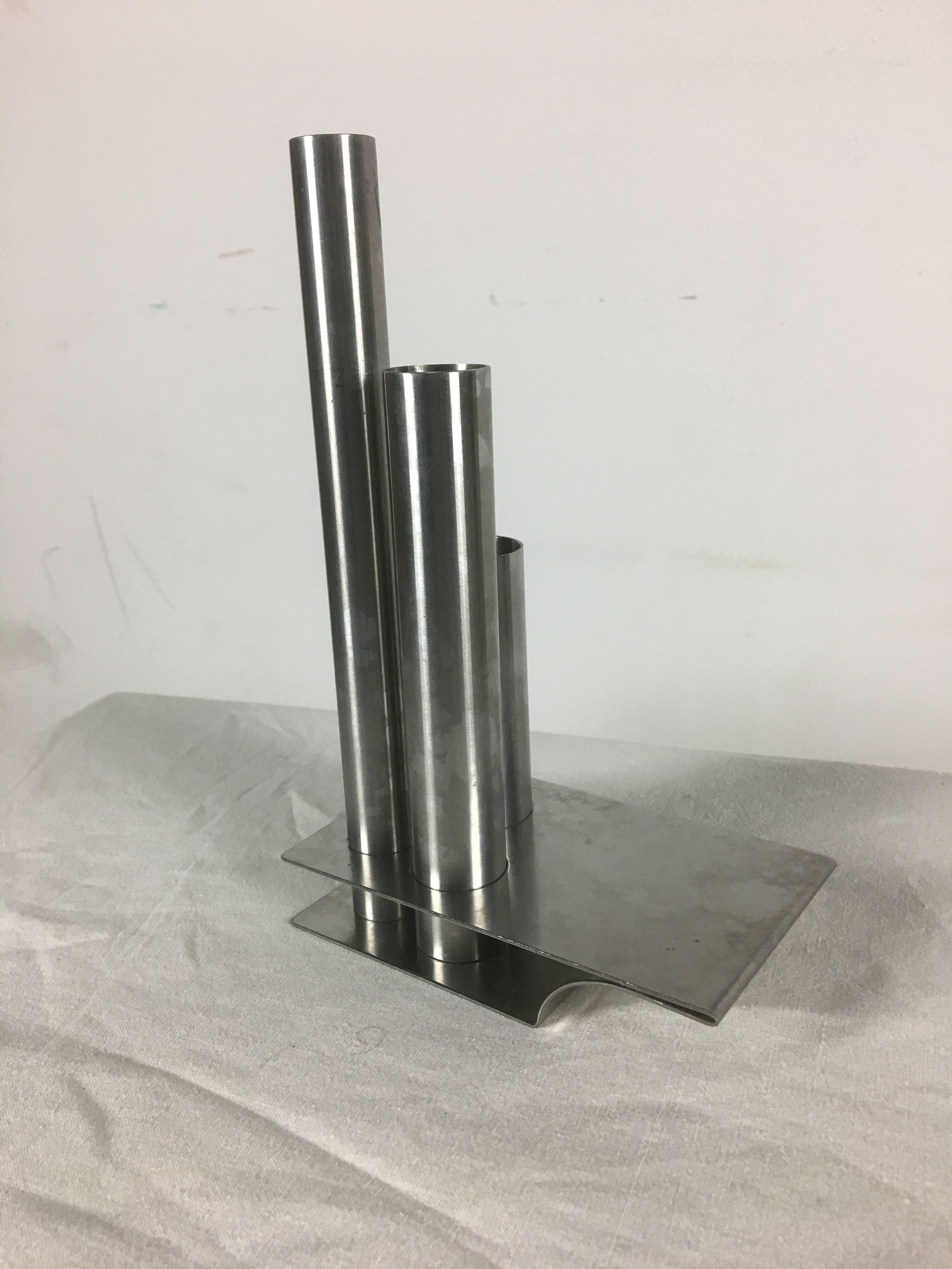Stainless steel soliflore vase by Rémy Letang 1970