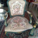 Set of 2 Louis XV style cabriolet armchairs, renovated.