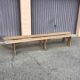 Pair of long benches in natural solid wood, French artisanal craftsmanship.