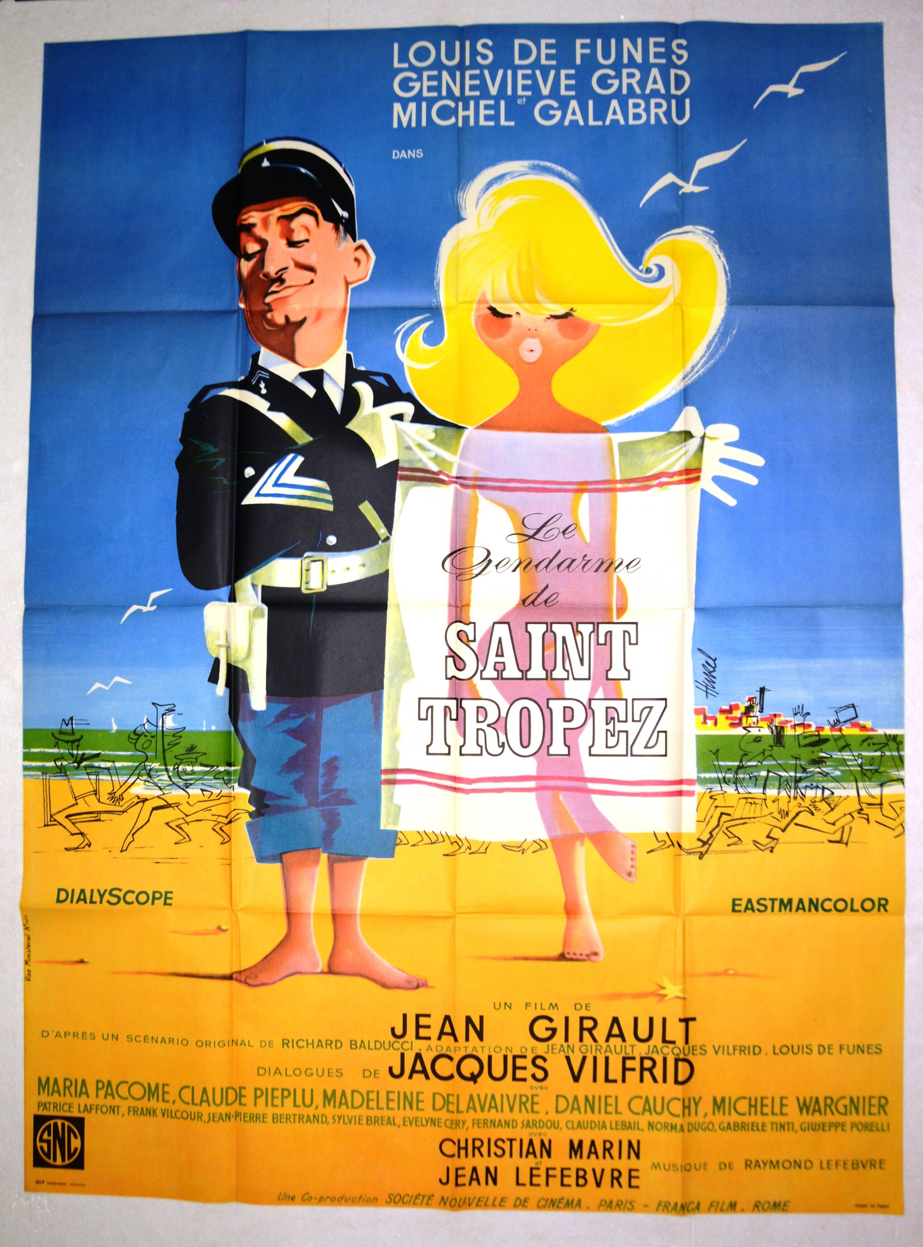 Cinema poster "Le Gendarme de Saint-Tropez" 1964 Louis De Funès, Galabru.