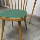 Baumann desk and its matching chair 1960 formica wood and black with green seat