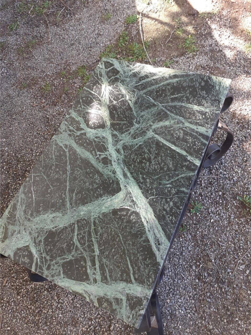 Superb Table in Iron Forget and Marble  1930, 1940