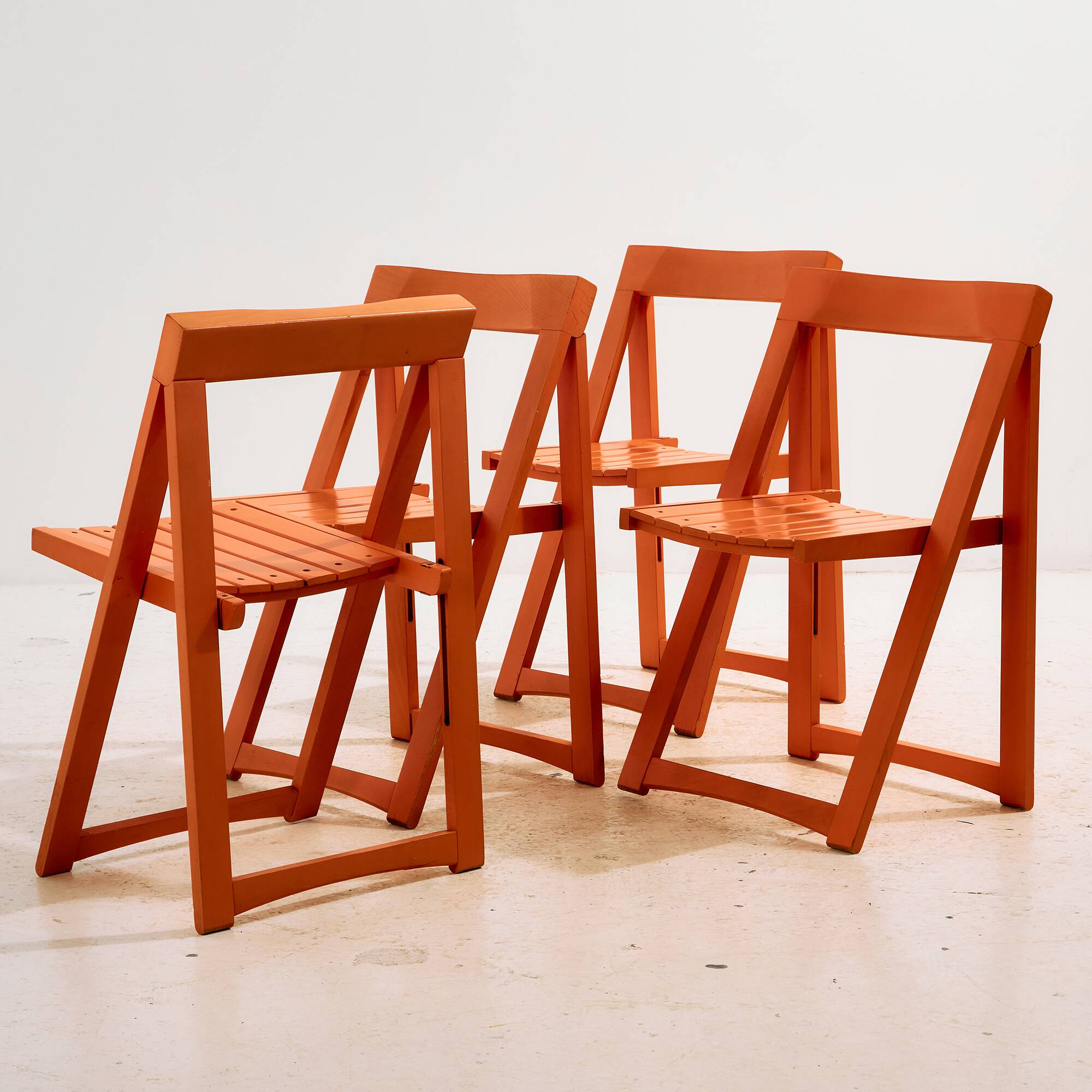 Beech foldable chair by Aldo Jacober for Alberto Bazzani, set of 4.