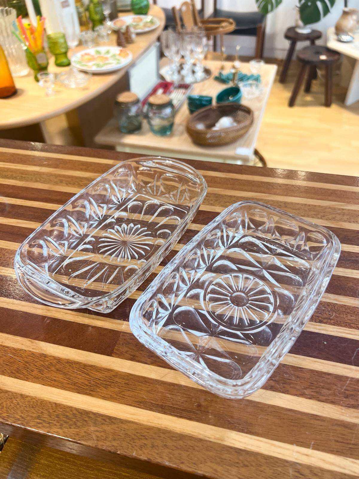 Vintage glass butter dish