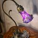 bronze patinated cast iron lamp with painted shade 38x24 art nouveau style