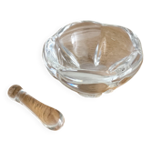 Bowl / trinket dish / mortar and pestle in signed Daum crystal