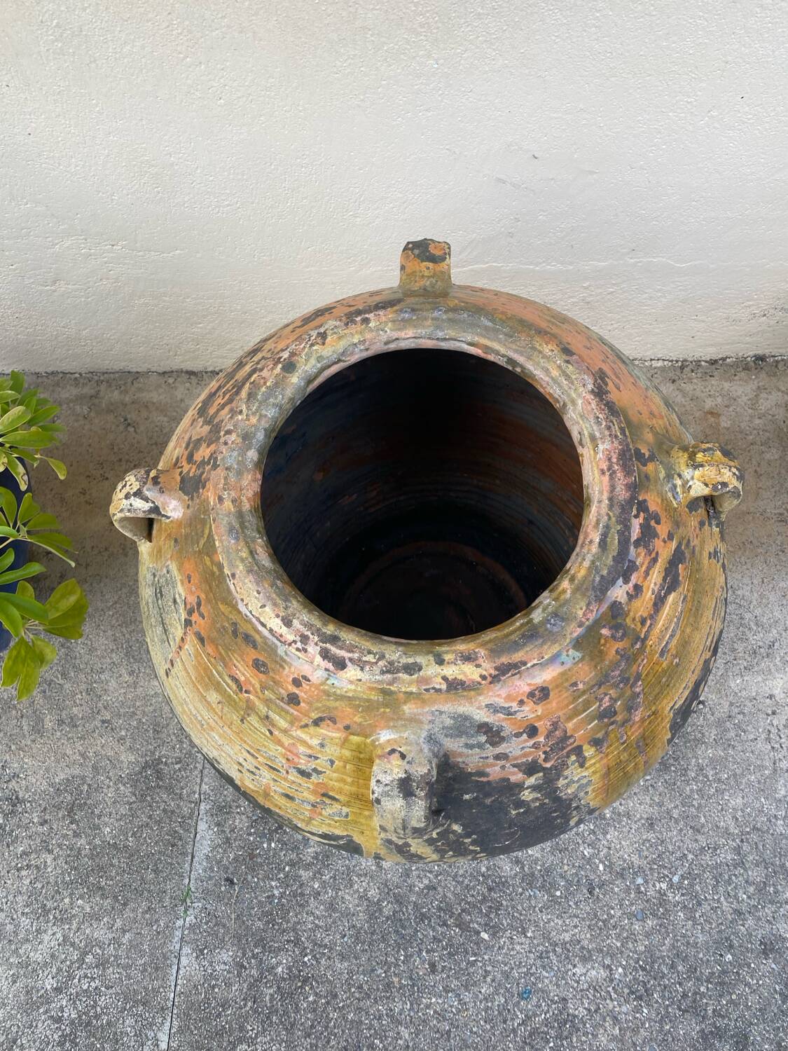 Grande jarre ancienne provençale en terre cuite vernissée XIXeme