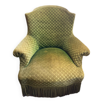 Fauteuil crapaud en velours vert