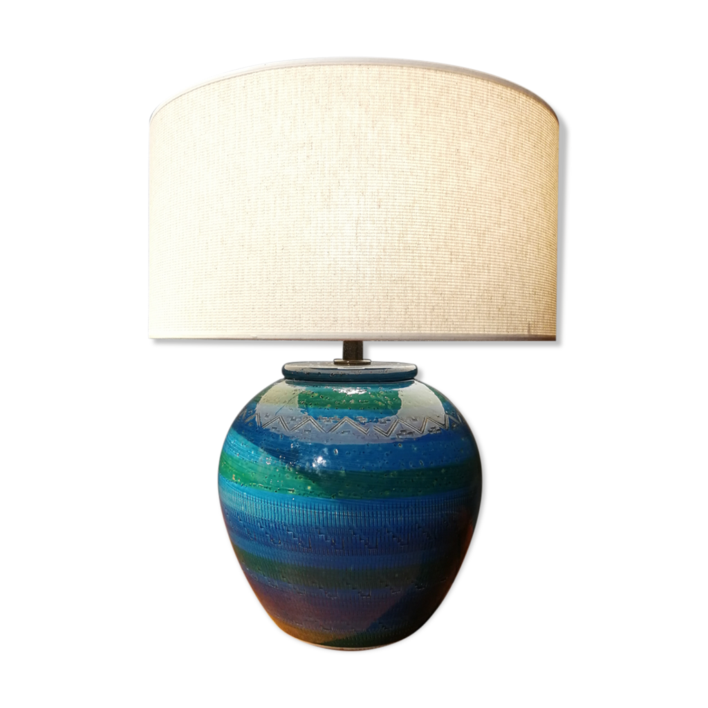 Lampe De Table Vintage Avion En Céramique Bleue - Design 60s/70s - E14