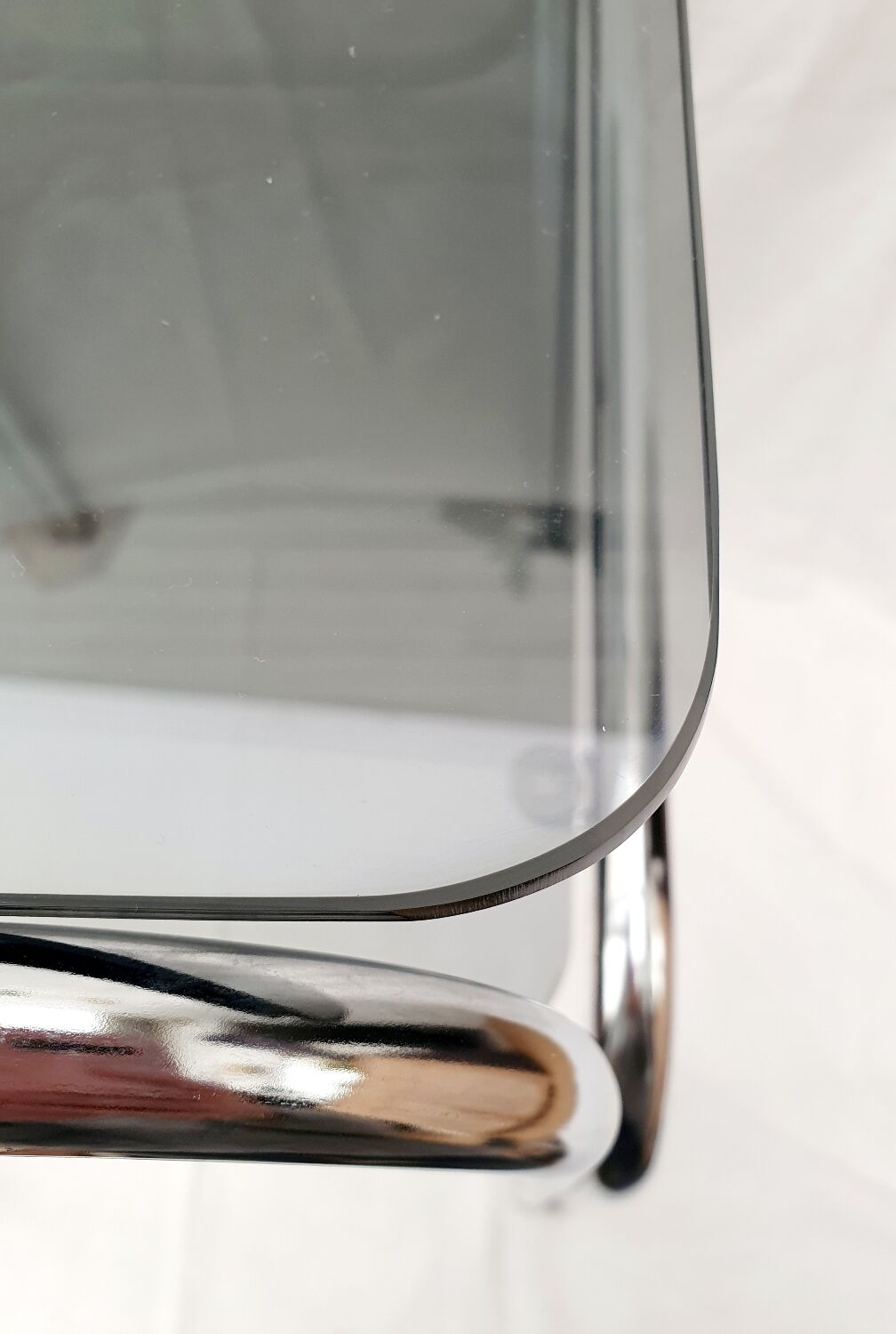 Design console 70 metal chromed smoked glass