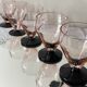 6 petits verres à vin ou à eau art déco rose et pied noir 7 cl