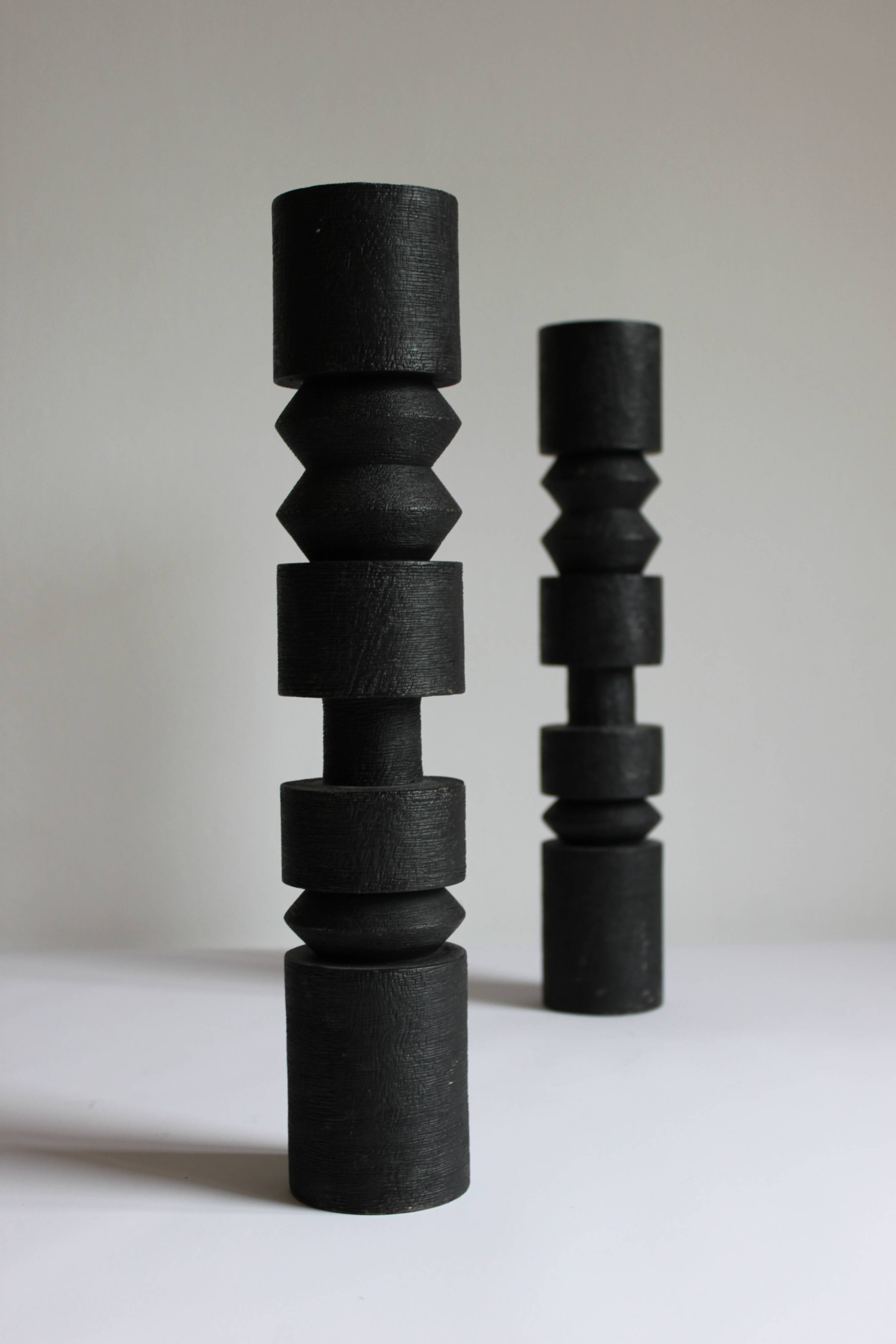 Set of two totem candlesticks, 1980s