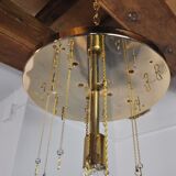 Two-tone chandelier by Zero Quattro, 3 levels, orange and transparent murano glass, Italy, 1970