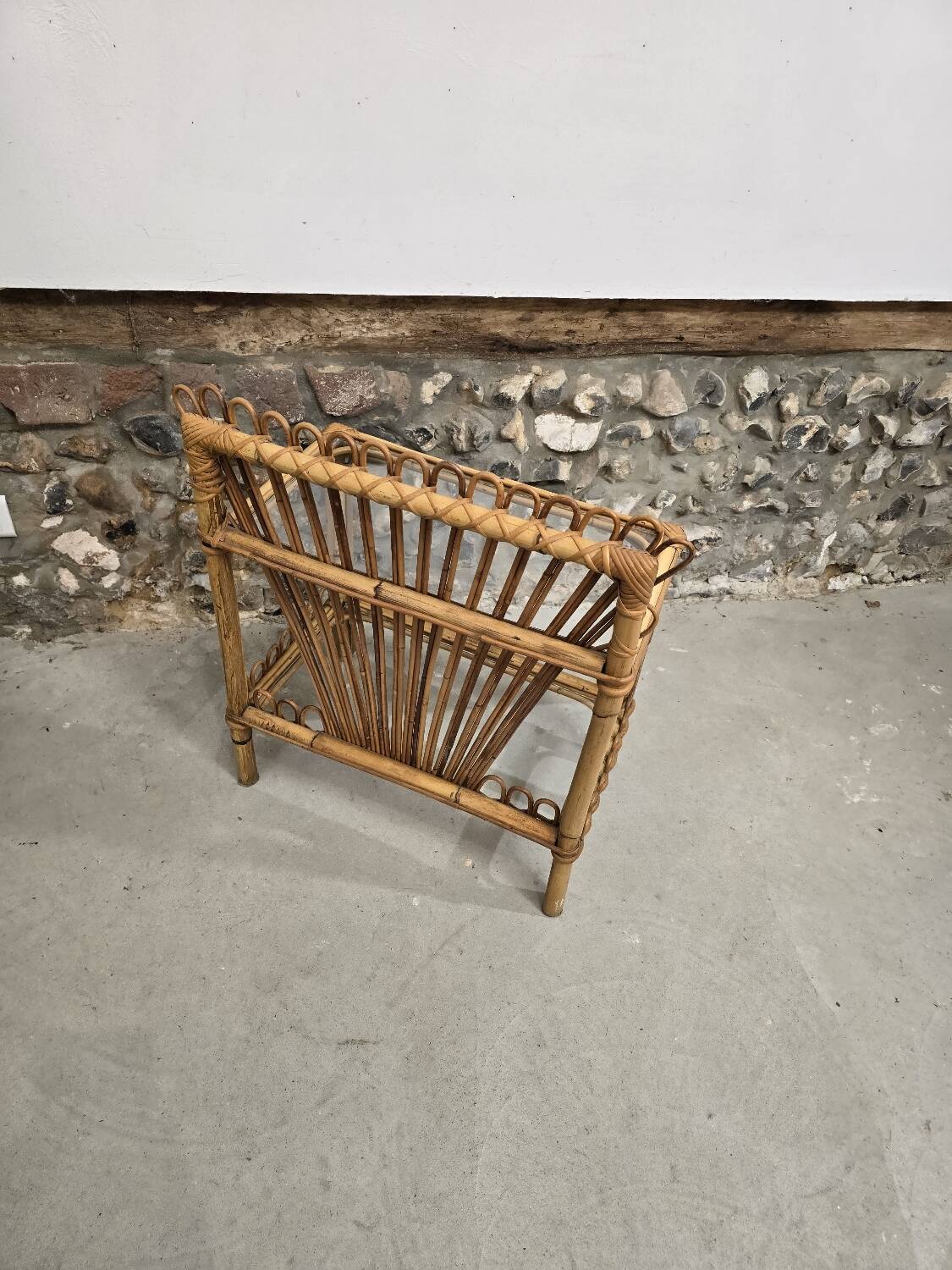 Rattan and glass side table 1960