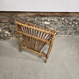Table d'appoint en rotin et verre 1960