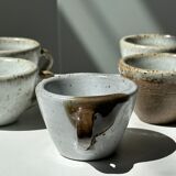 Set of 5 Indonesian ceramic handle coffee cups