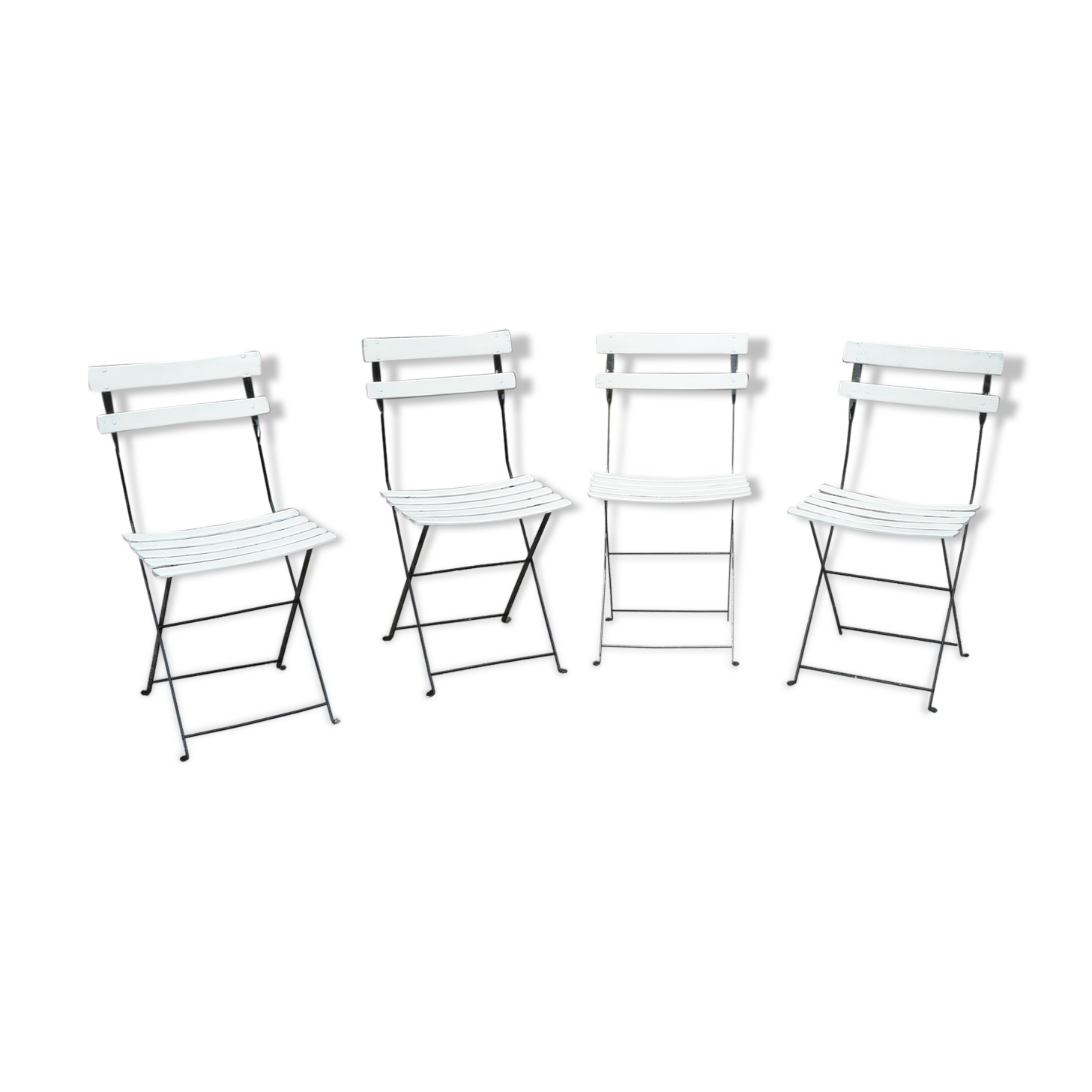 Set of four folding garden chairs