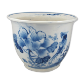 Old planter cache pot blue white Chinese china early 20th century