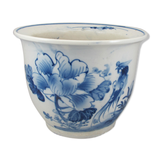 Cache pot bleu blanc chinois chine début 20è siècle
