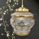 Vintage art deco globe pendant light in white and gold frosted glass