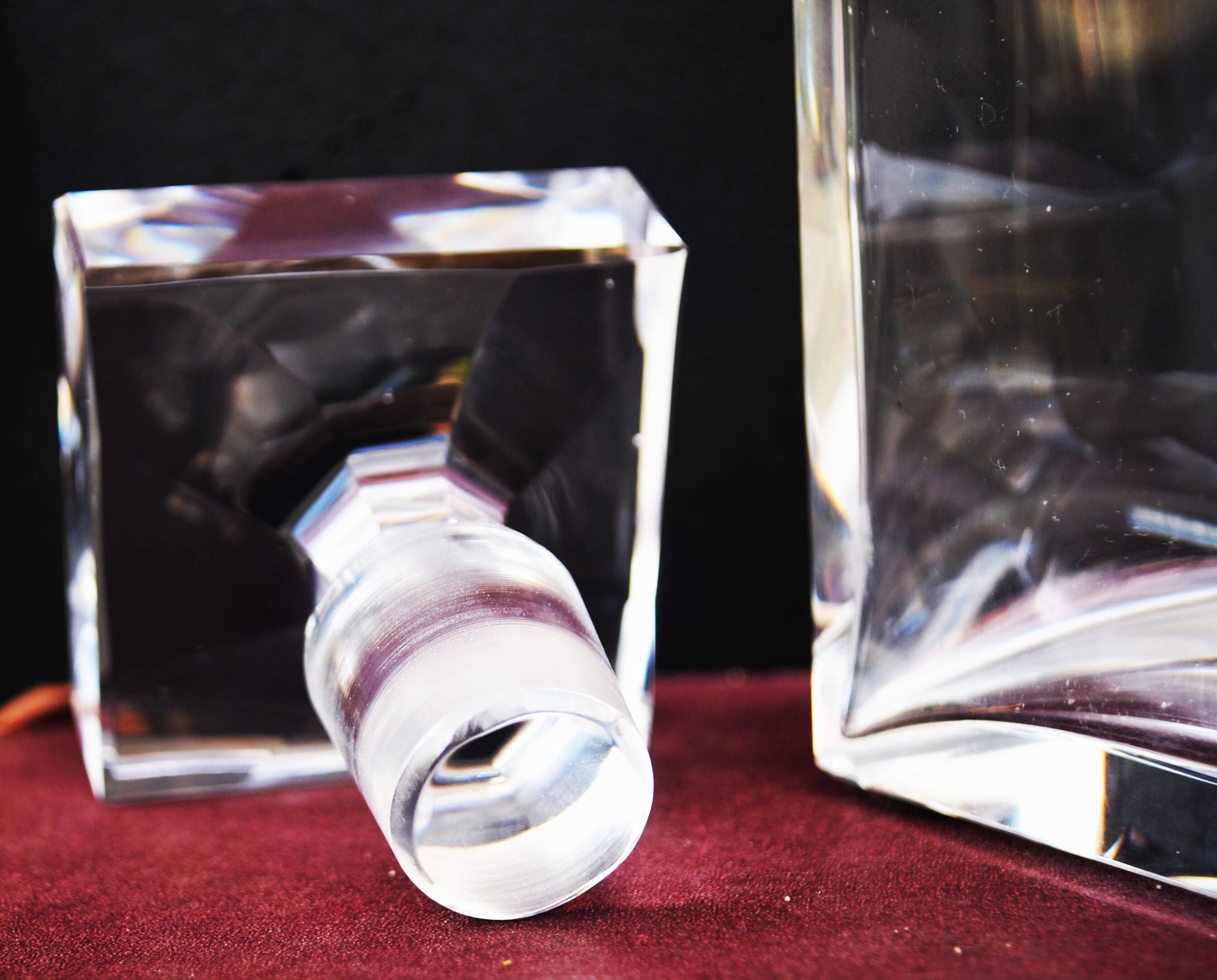 Carafe à whisky carrée vintage du milieu du siècle en cristal au plomb