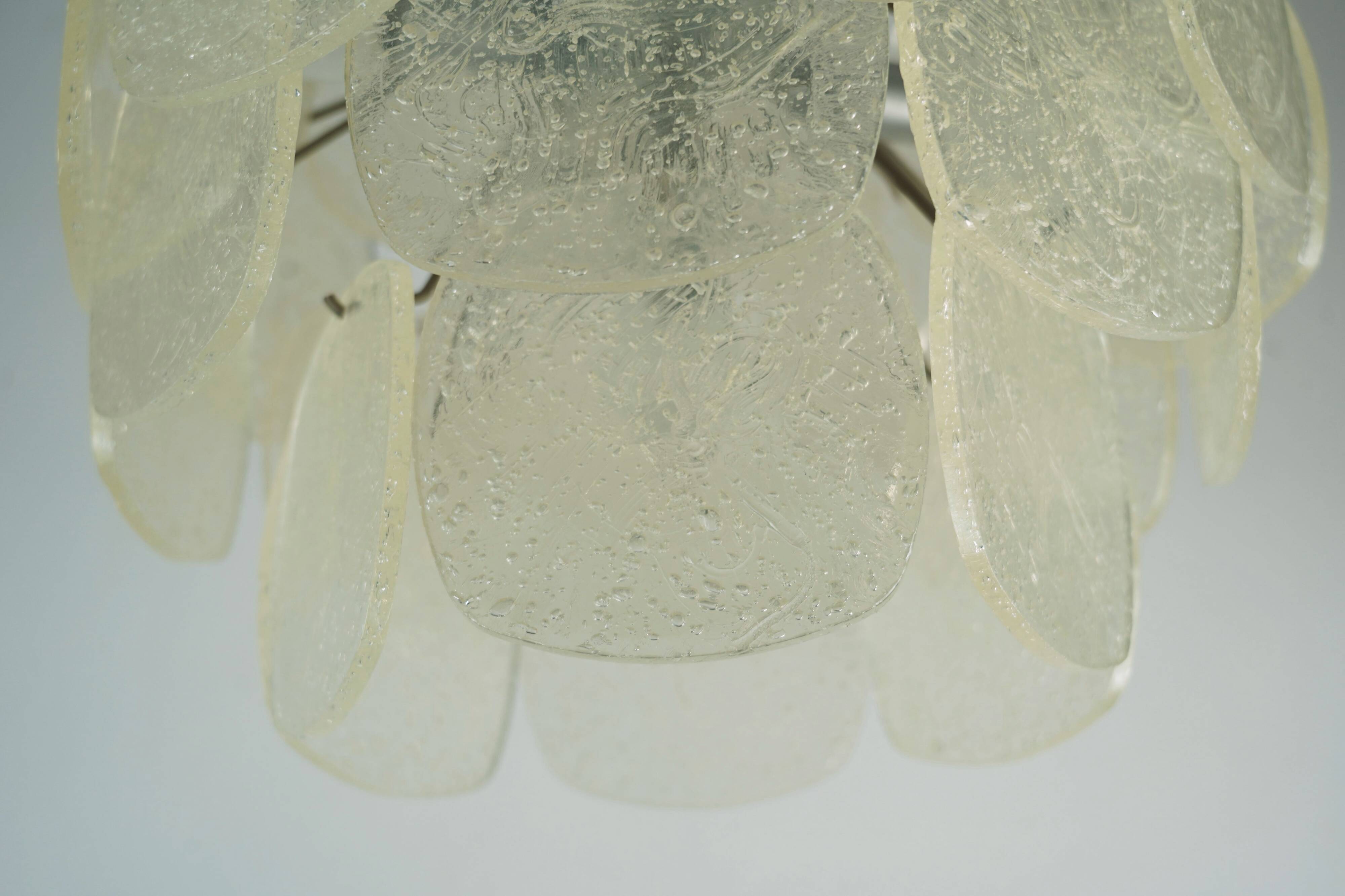 Mid century pendant light with 30 acrylic discs like ice glass 1960s 1970s