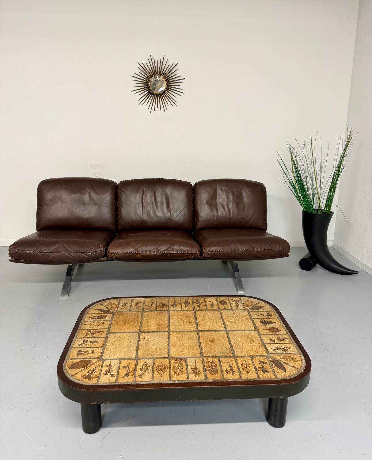 De Sede DS31 vintage leather 3-seater canapé banquette from the 1970s.