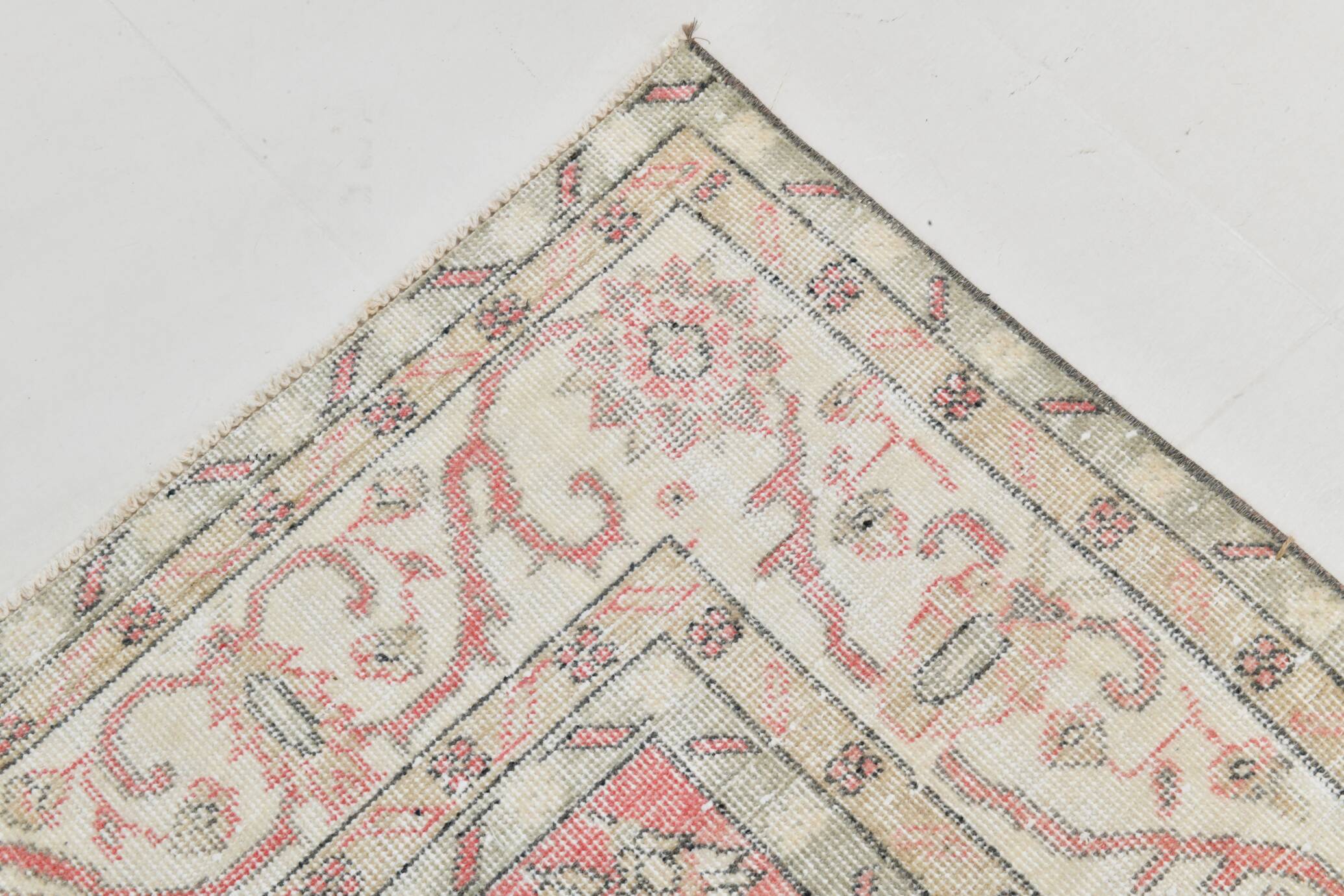 Tapis vintage surdimensionné en laine fait main, couleur pêche pâle, 7 x 11 cm, 219 x 338 cm