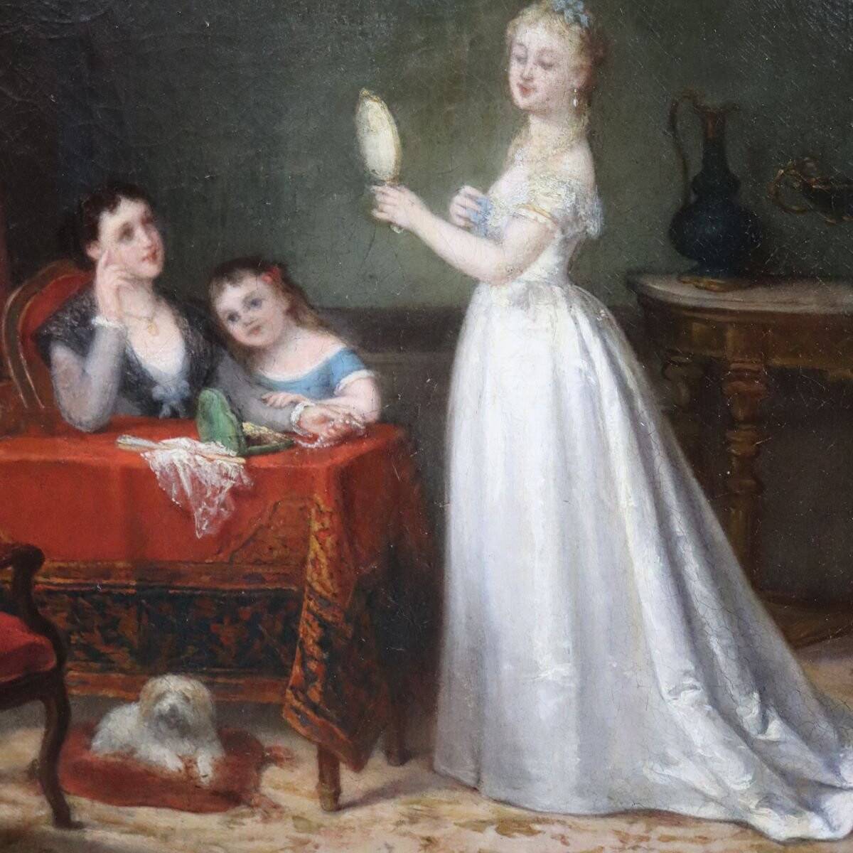 Scene Of Women, Oil On Canvas, Italy, 19th Century