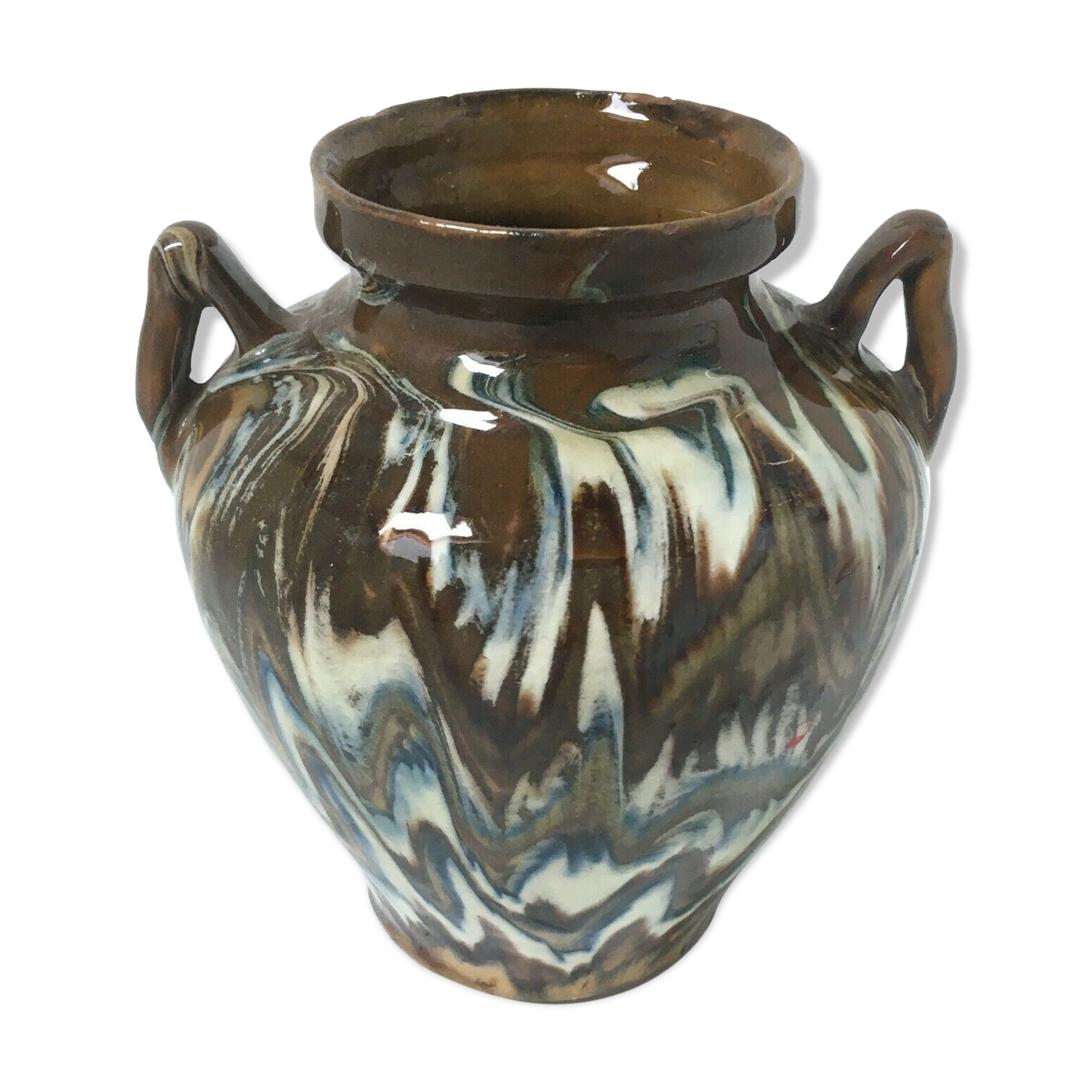 Pottery vase Fauquet glazed earth Savoie savoyard