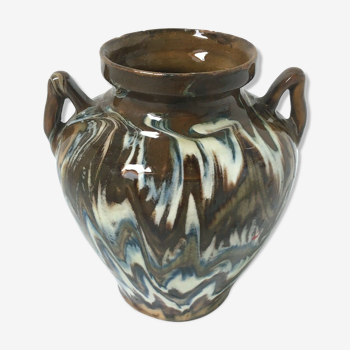 Pottery vase Fauquet glazed earth Savoie savoyard