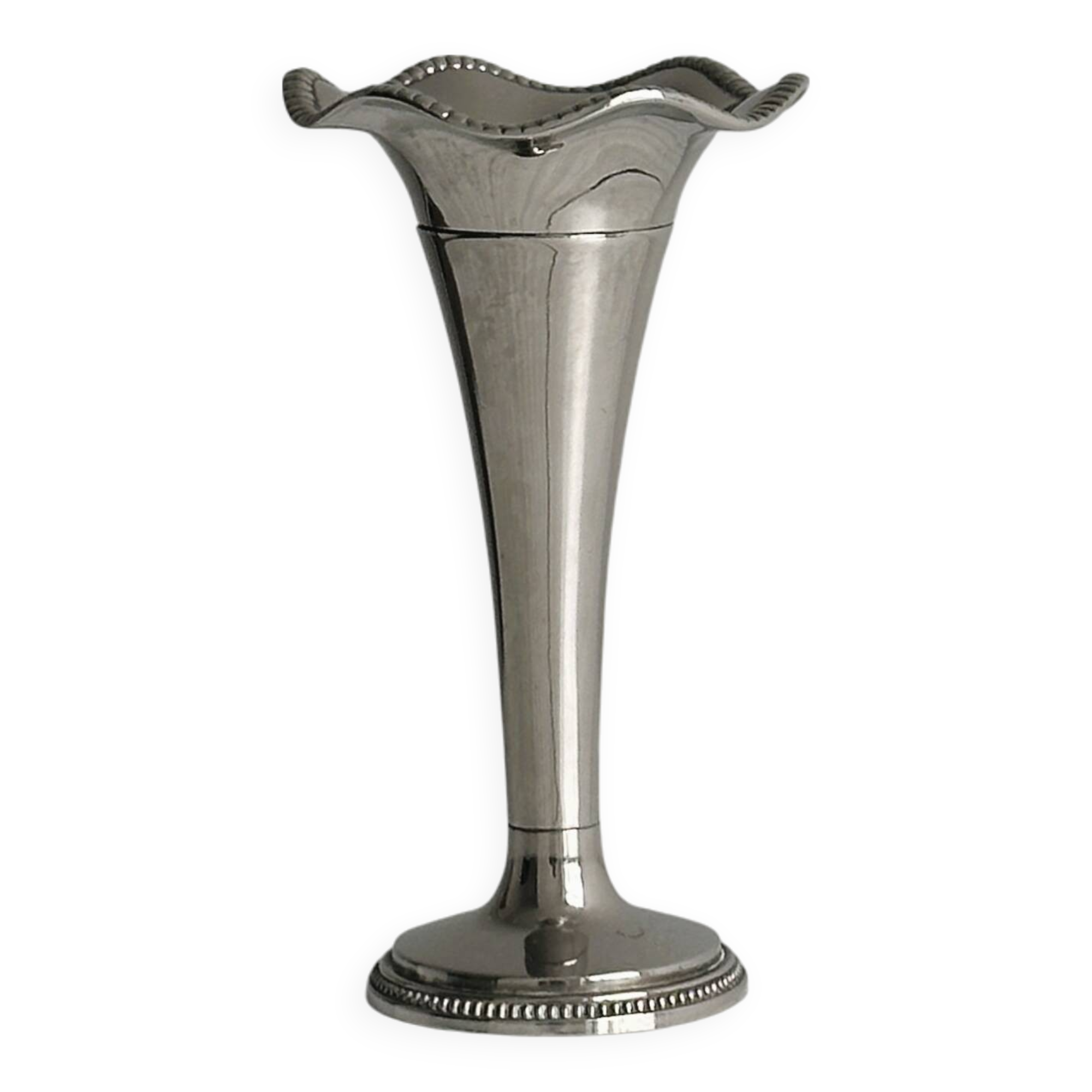 Small silver metal vase