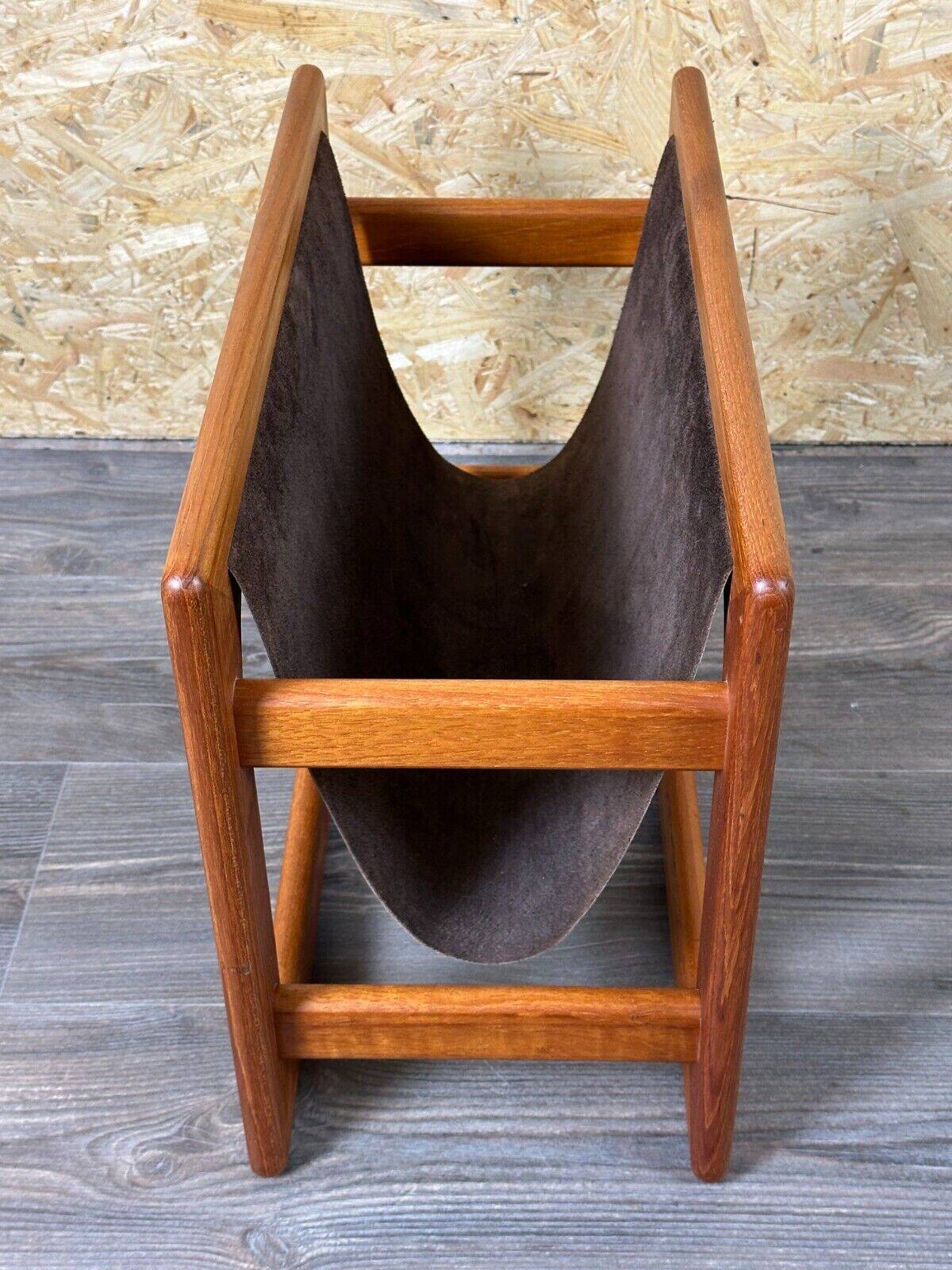 60s 70s newspaper holder Aksel Kjersgaard made of teak & leather