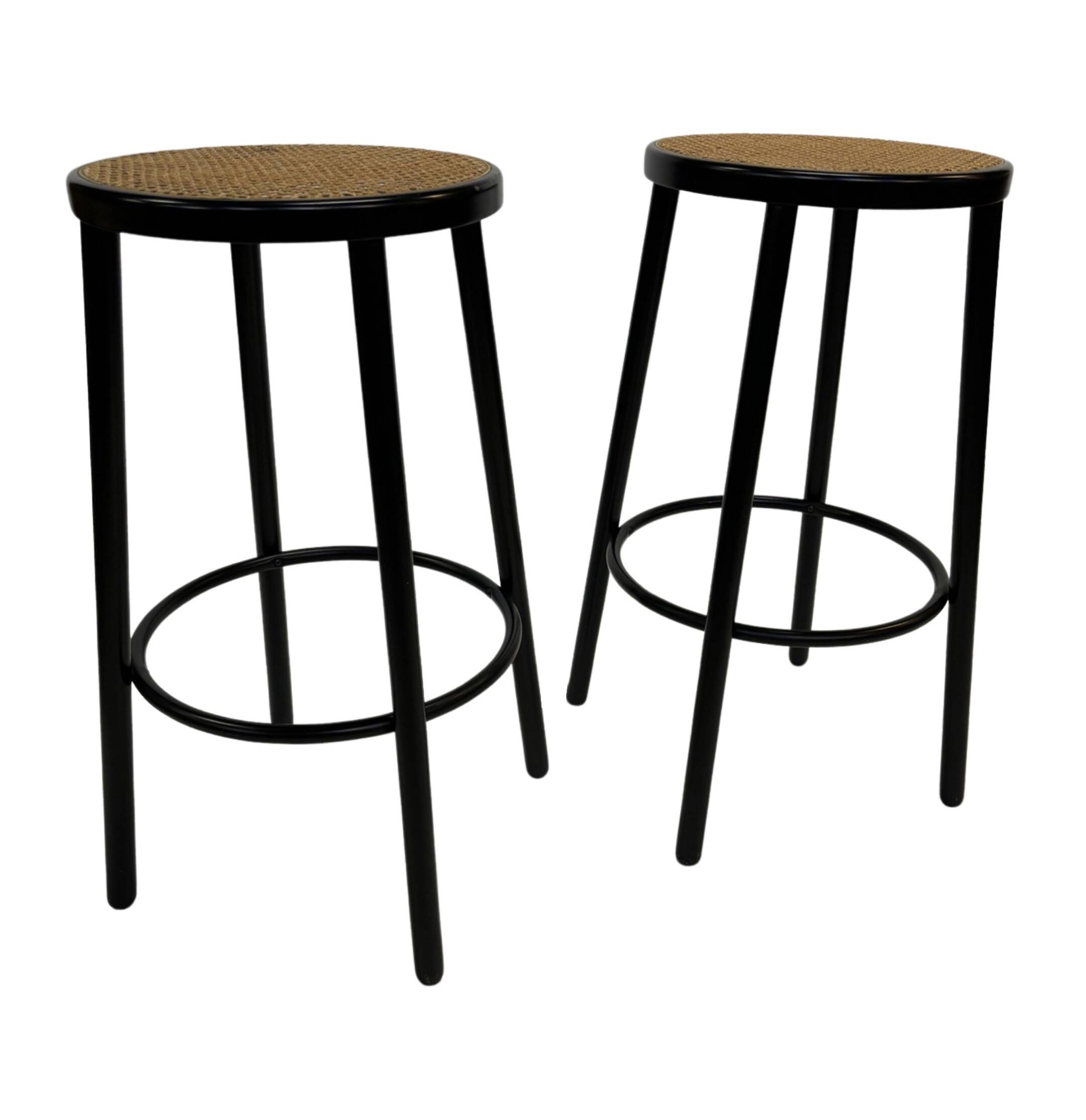 Set of four vintage bar stools - webbing Italian design