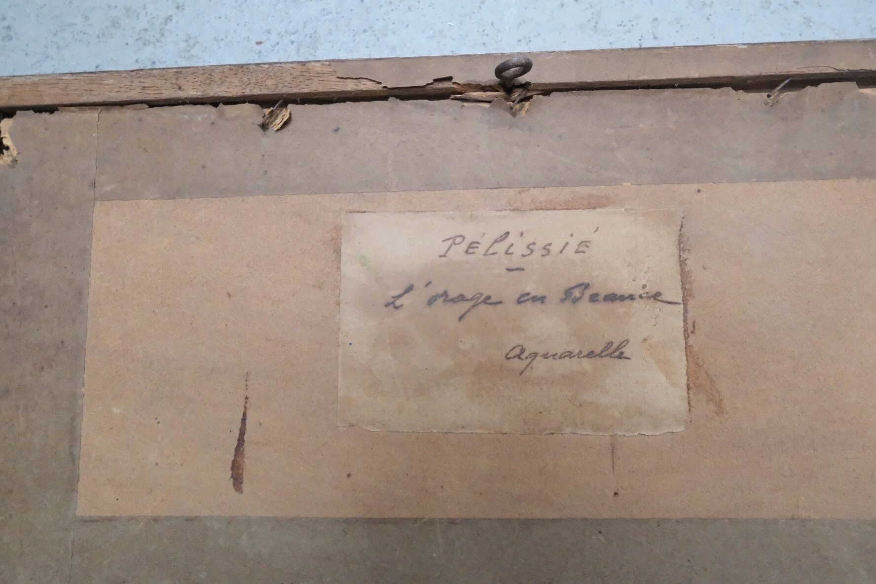 Watercolor on paper "The Storm in Beauce" by Pelissie, France 1930