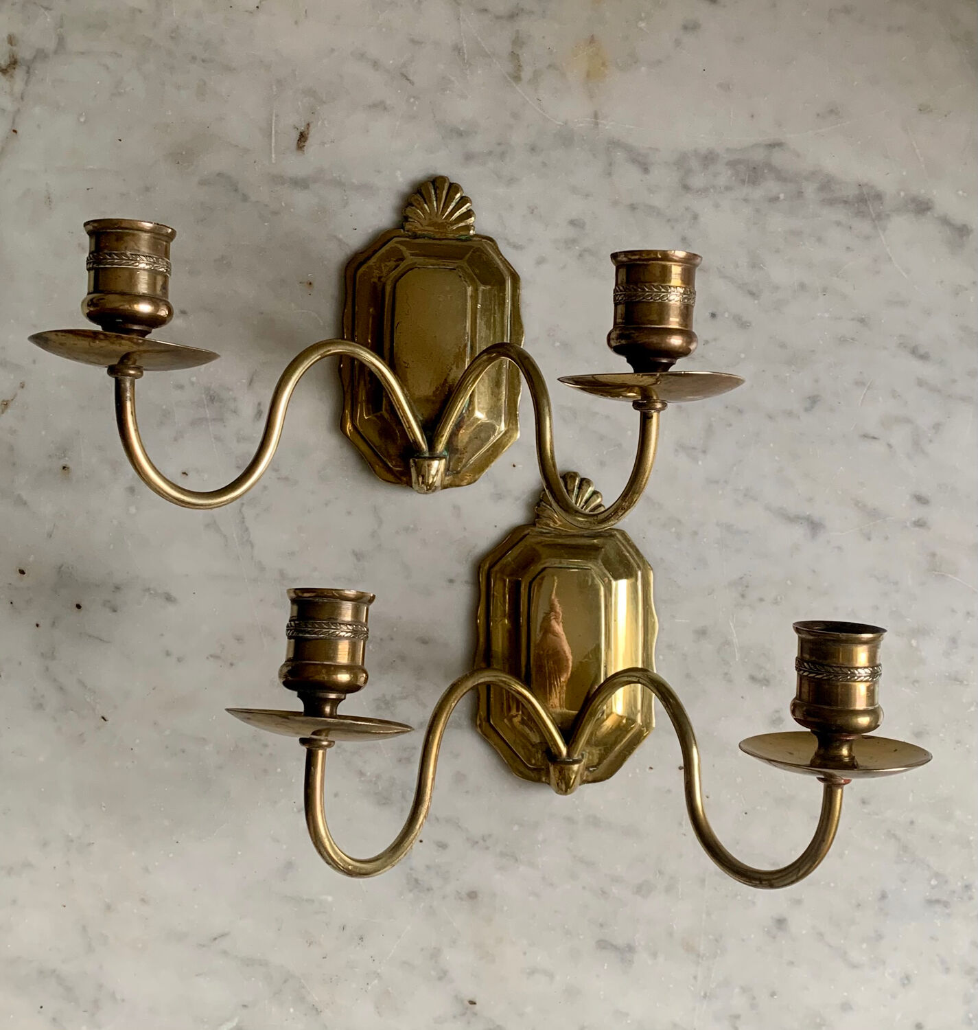 Brass wall candlesticks