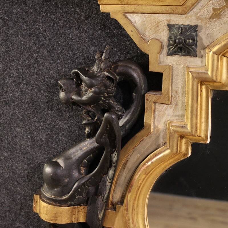 19th century lacquered and gilded Italian mirror