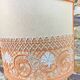 Pair of large retro lamps with wooden column base 72 cm