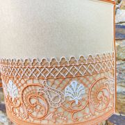 Pair of large retro lamps with wooden column base 72 cm