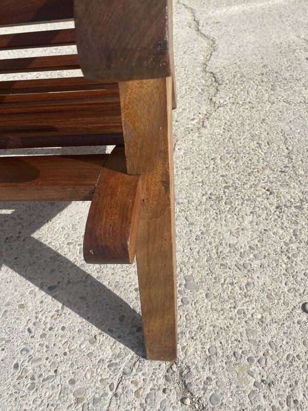 Ensemble de 4 fauteuils vintage en canne et latte de bois 1950