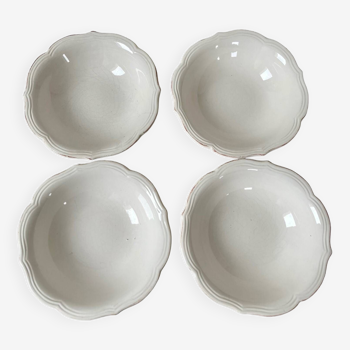 Set of 4 white porcelain soup plates