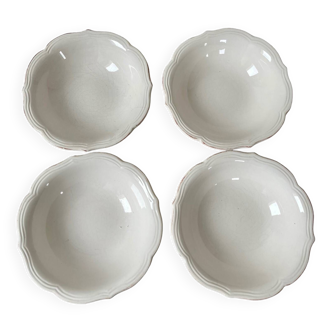 Set of 4 white porcelain soup plates