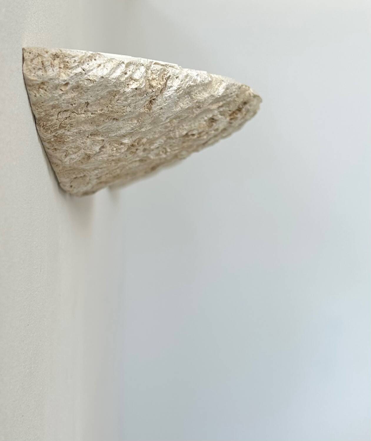 Pair of vintage stone sconces, natural beige, Italy 1979