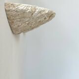 Pair of vintage stone sconces, natural beige, Italy 1979