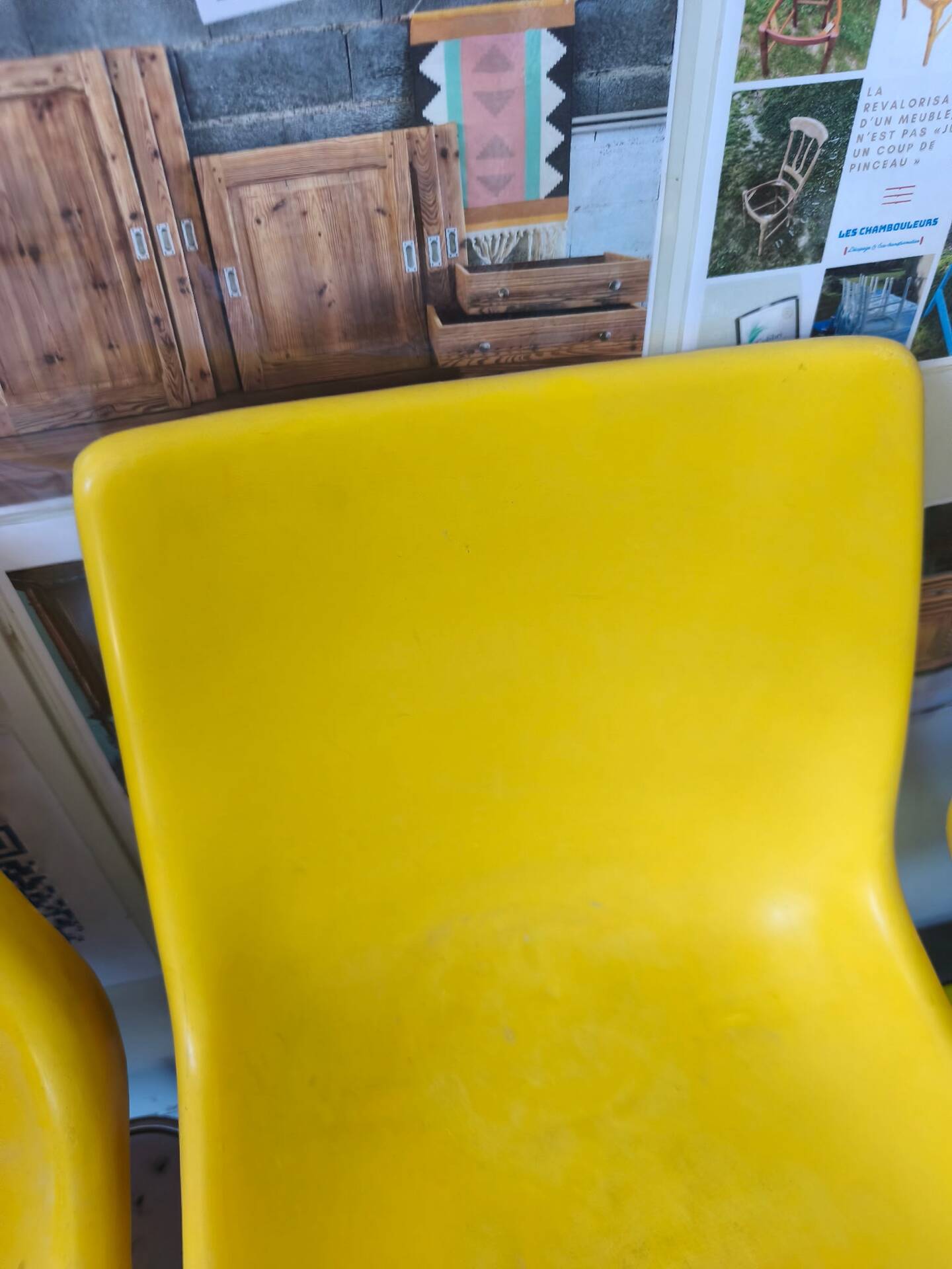 Waiting bench, vintage yellow sofa