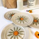 Vintage dessert plates, hand painted flower pattern