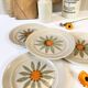 Vintage dessert plates, hand painted flower pattern