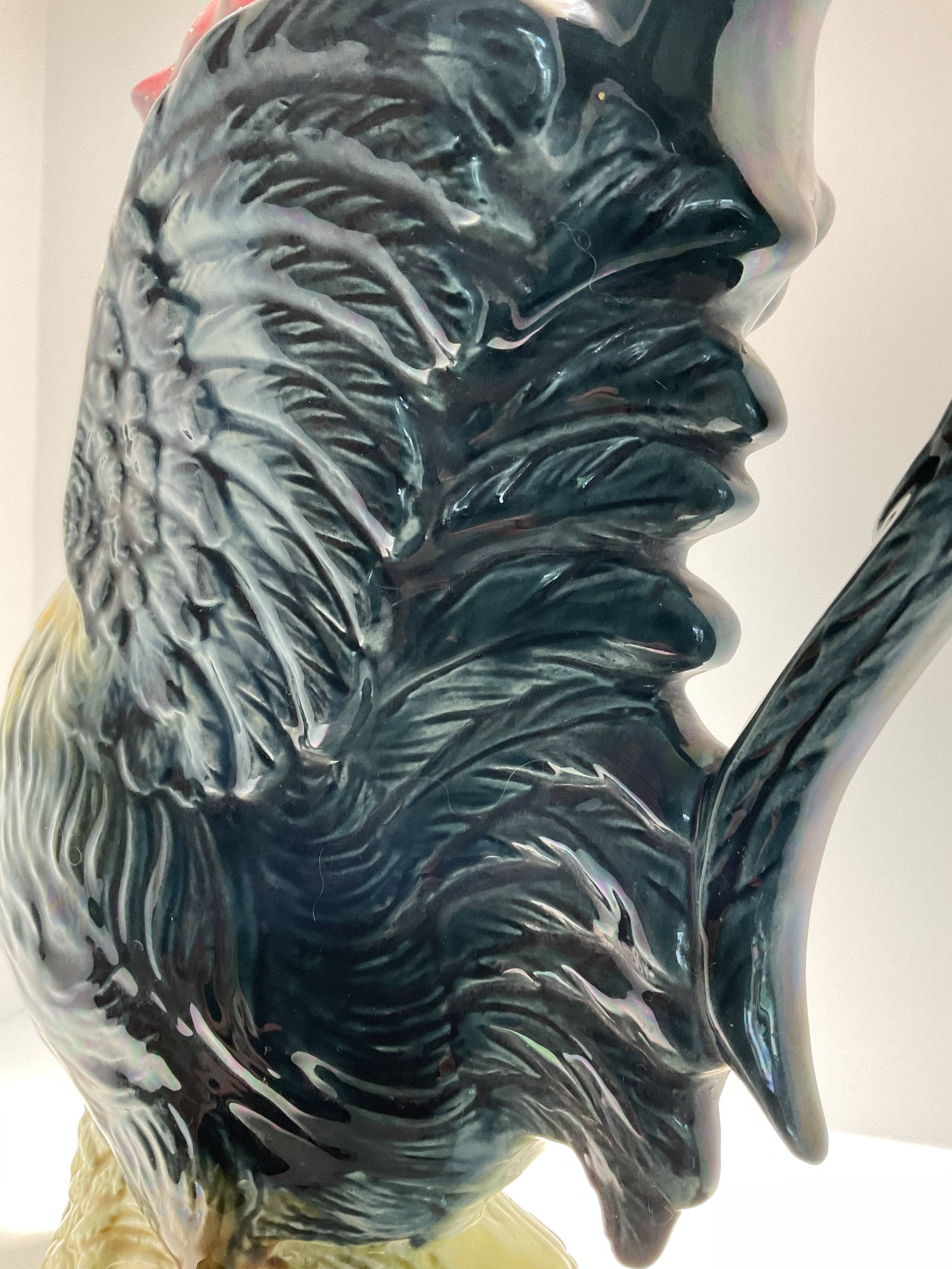 Rooster pitcher. Barbotine. Orchies