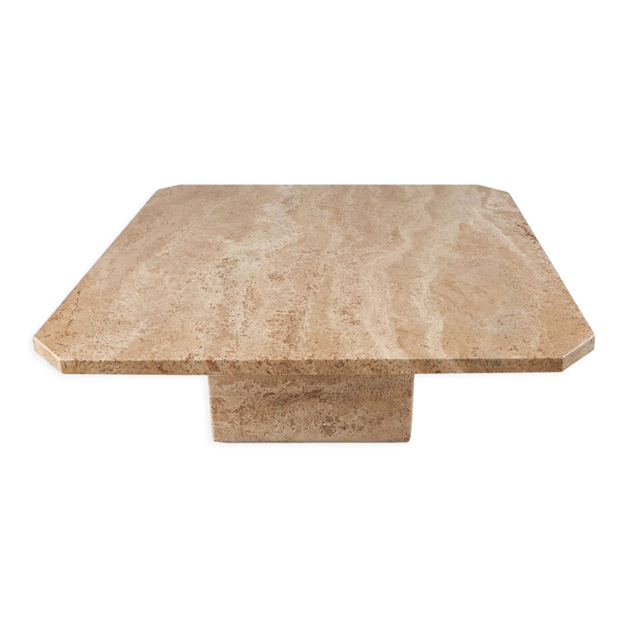 Mid Century brown travertine coffee table