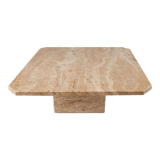 Mid Century brown travertine coffee table